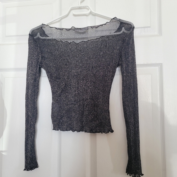 SEEK The Label Sheer Sparkly Black Top - Picture 3 of 9